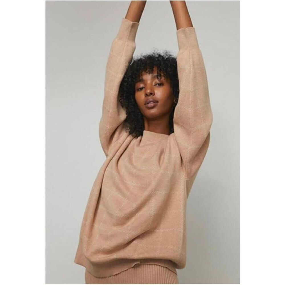 Lunya Cozy Silk Cotton Pullover Sweater in Nutmeg Tan Size Medium